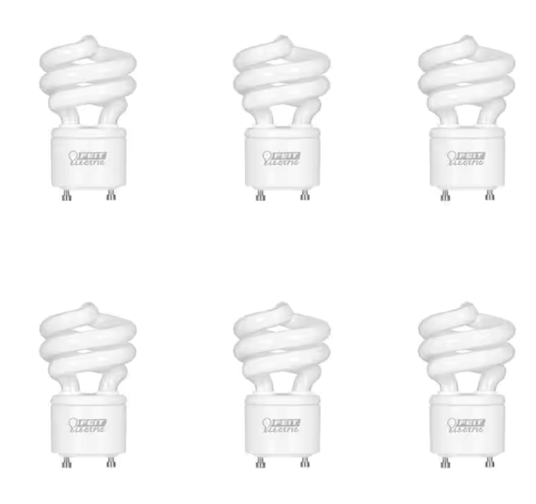 Feit Electric 60W Equivalent CFL Twist Light Bulb on GU24 Base, Non-Dimmable, 900 Lumens, 10K Life Hours, 4100K Cool White 6 Pack - BPESL13T/GU24/41K