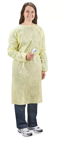 Medium Weight Isolation Gown with  Knit Cuffs - Yellow