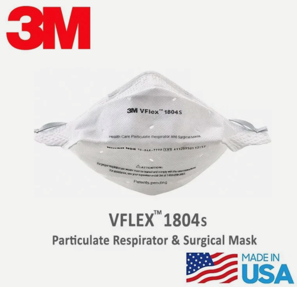 Particulate Respirator & Surgical Mask, N95, VFlex, Level 1, Flat-Fold, Metal Nose Clip, S, PK50