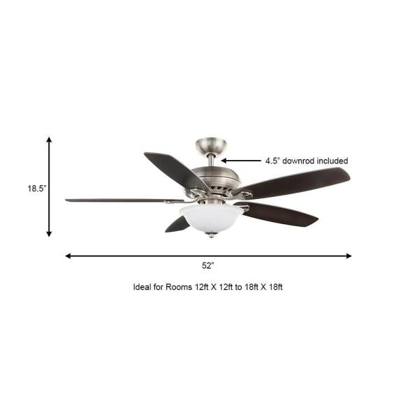 READ Southwind II 52 in. LED Indoor Brushed Nickel Ceiling Fan 