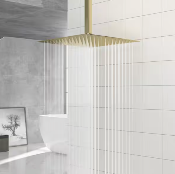 16" Ceiling Mount Rainfall Fixed Shower Head in Brushed Gold 2.5 GPM 