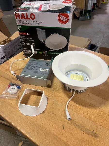FOR PARTS HALO LCR 8” Regressed 50W in/Outdoor Canless LED Downlight, 6 Selectable CCT, Dimmable, 5000 Lumens, Matte White