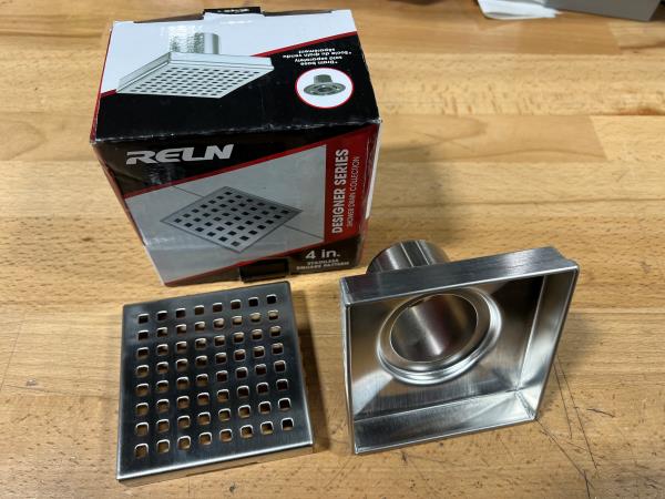 FOR PARTS 4 in. X 4 in. Stainless Steel Square Shower Drain with Square Pattern Drain Cover