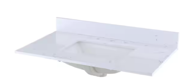 PROOX 36 in. W x 22 in. D Engineered Stone Composite Vanity Top in White - NO SINK