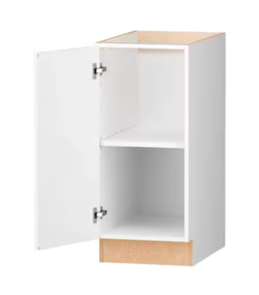 Designer Series Melvern 18"W X 24"D X 34.5"H Assembled Shaker Full Door Height Base Cabinet,White