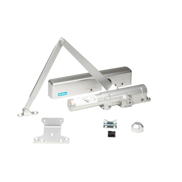 Global Door Controls Slimline Heavy Duty Commercial Door Closer in Aluminum - Sizes 1-6