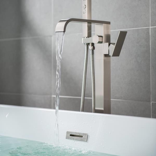 Floor Mount Tub Faucet Faucet, Brushed Nickel