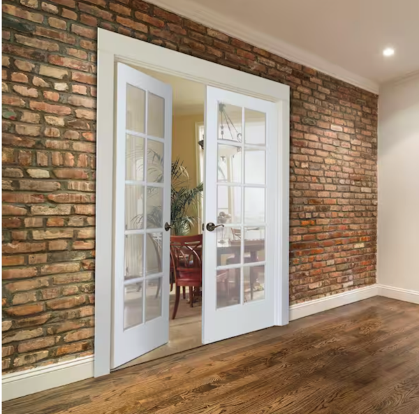 National Door Company ZZ09320BA Primed MDF 10 Lite Clear Glass, Prehung Interior Double Door, 60" x 80"