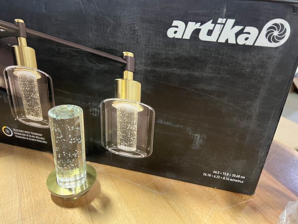 GLASS DIFFUSER ONLY for Artika Champagne Globe 26" Black & Gold Vanity Light Bar