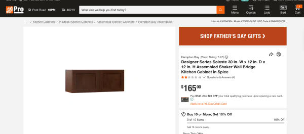 Designer Series Soleste 30"W X 12"D X 12"H Assembled Shaker Wall Bridge Kitchen Cabinet in Spice