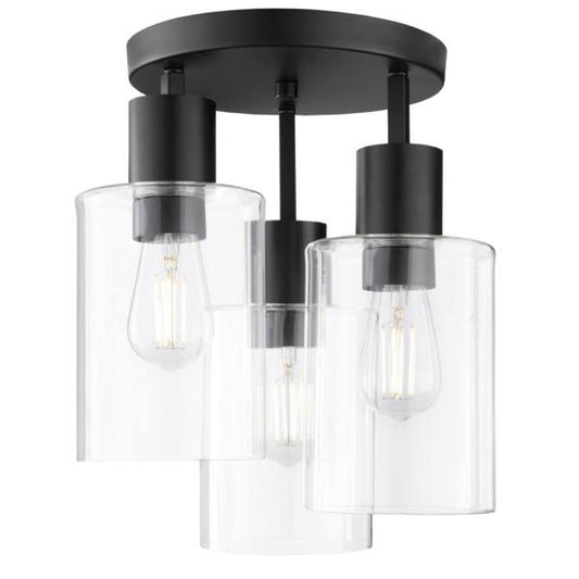 Home Decorators Sutton Place 14 in. 3-Light Matte Black Flush Mount, Farmhouse Ceiling Light