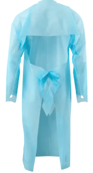 Disposable Polyethylene Gown – Blue PE Thumbhole Gown, 100/Case, High Quality Reusable Isolation Protection Gown Level 2 PPE Blue NO LATEX