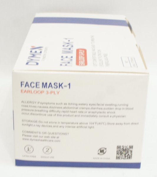 DYMEX Disposable 3-Ply Masks - Case of 2,000