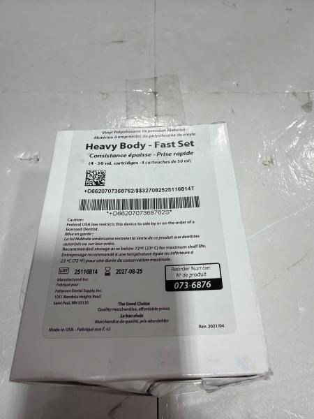 Patterson Dental Vinyl Polysiloxane Impression