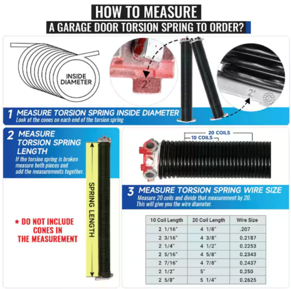 0.218 in. Wire X 2 in. X 25 in. L Electrophoresis Garage Door Torsion Springs in White Left and Right with Winding Bars