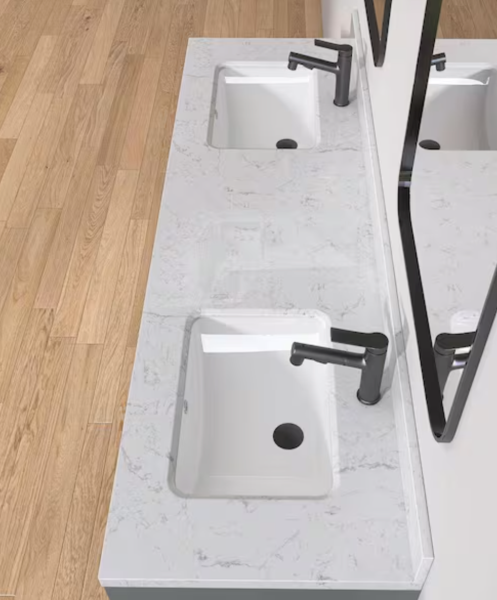NTQ Etyi 66 in. W x 22 in. D Engineered Stone Vanity Top Rectangular Double Sink Bathroom Vanity Top in Carrara White