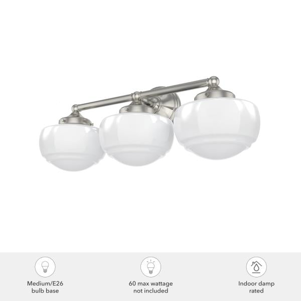 Hunter Fan Company 19460 Saddle Creek Vanity Light, Brushed Nickel