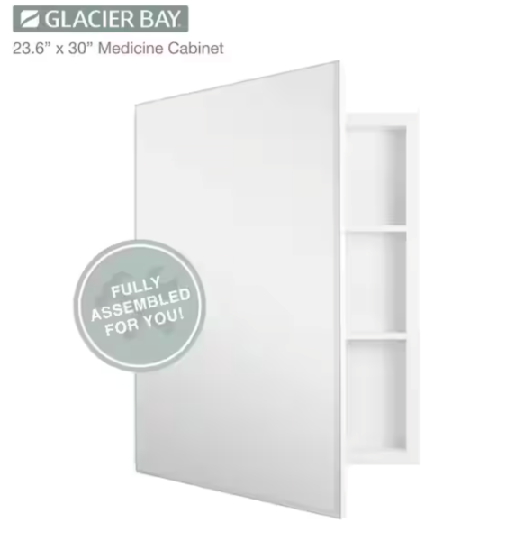 23-5/8 in. X 30 in. Recessed or Surface Mount Beveled Frameless Medicine Cabinet