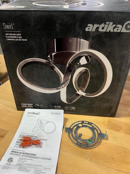 MOUNTING HARDWARE ONLY Artika Swirl Flush Mount Light Fixture, Chrome
