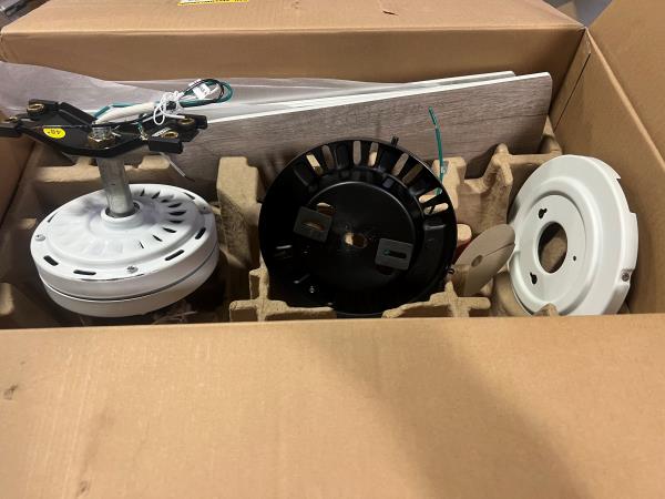FOR PARTS Grantway 48 in. Indoor/Covered Outdoor Matte White Low Profile Ceiling Fan Without Light with Pull Chain Included